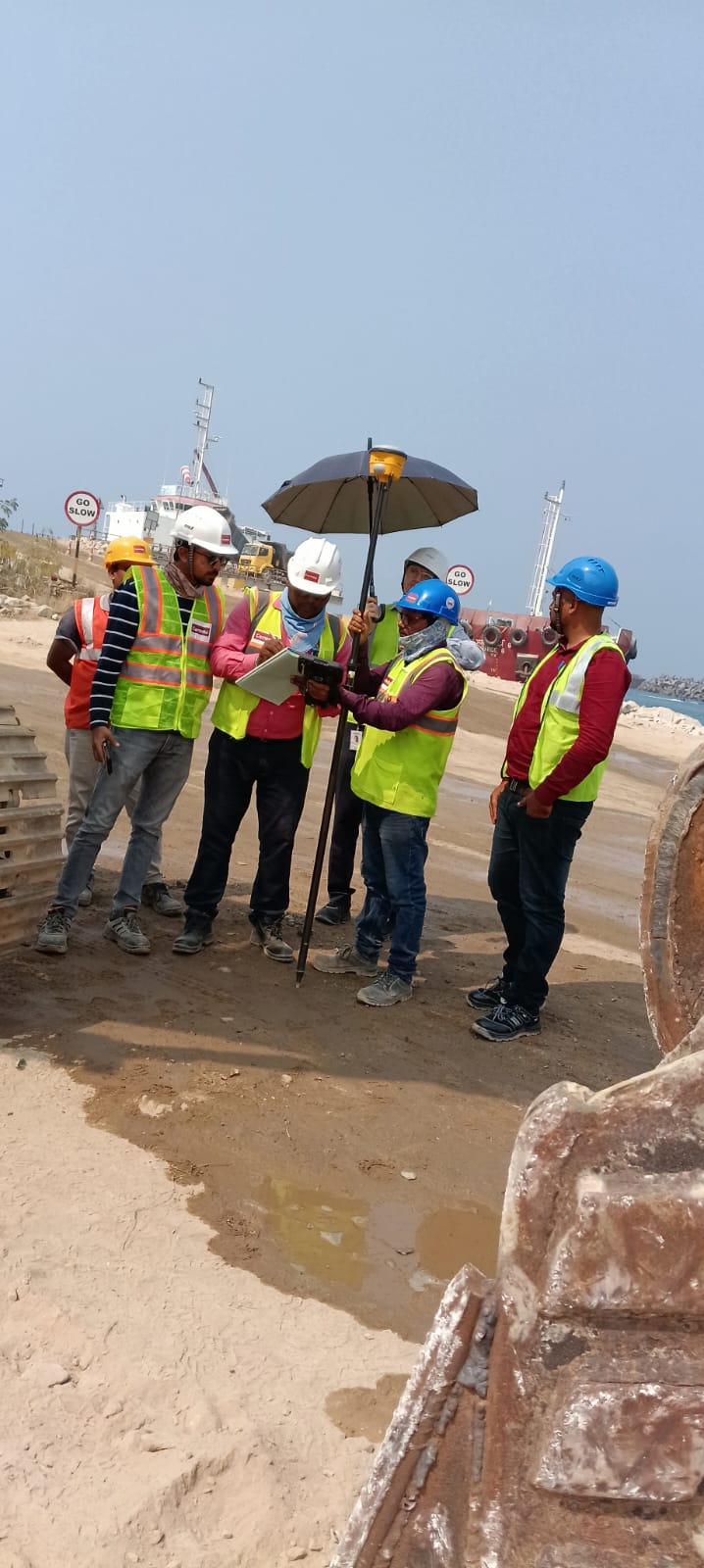 This image showcases survey professionals conducting field training with GNSS site positioning equipment at a construction project site. The training focuses on precise positioning, site layout, construction surveying, and machine control workflows to improve project accuracy and productivity.